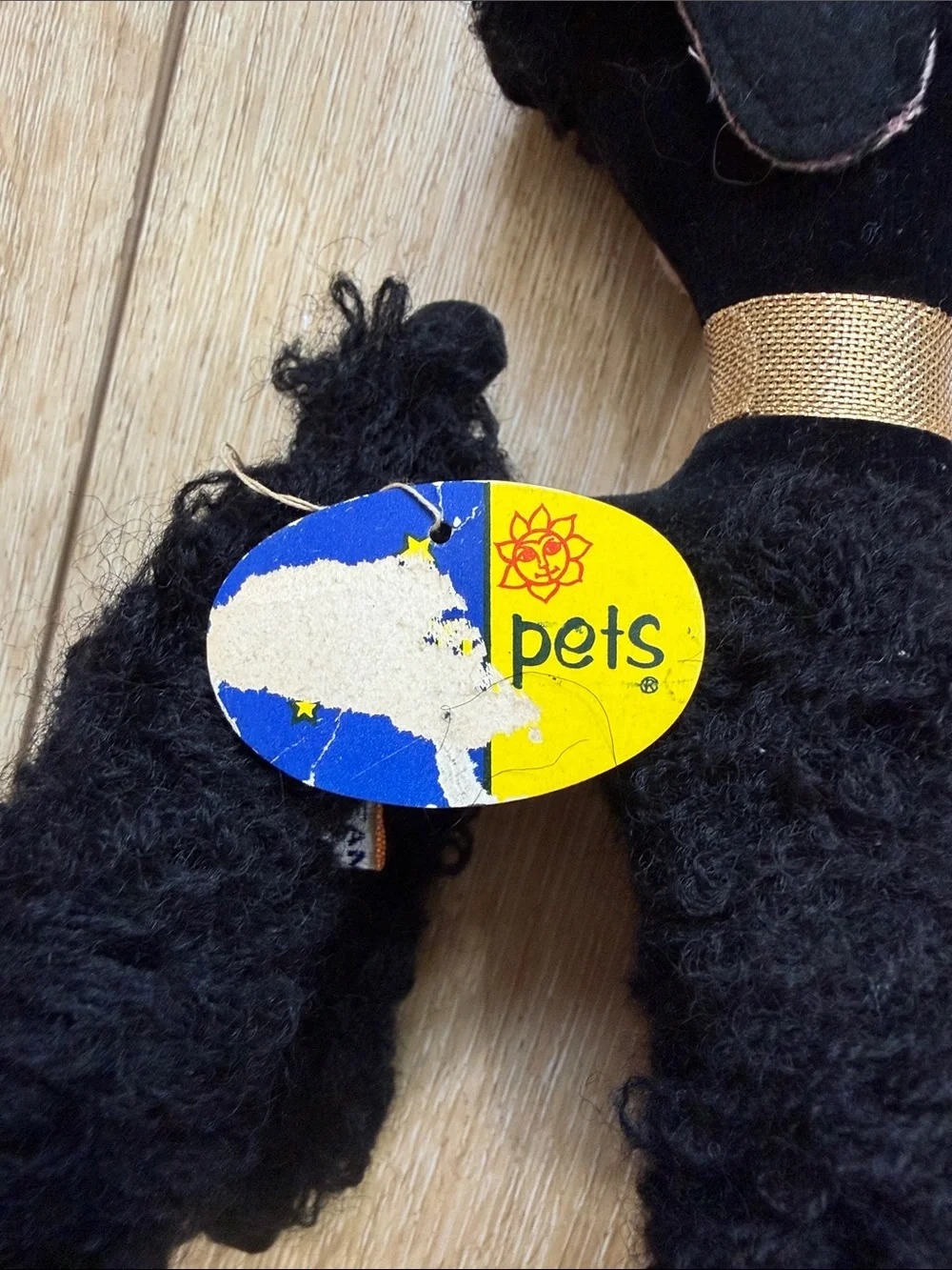 Vintage Dakin Dream Pets Black French Poodle W/ Baret & Posable Legs Made Japan